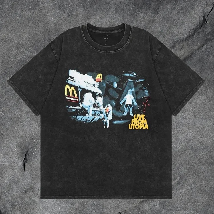 Travis scott short-sleeved Utopia TS co-branded utopia limited American high street T-shirt