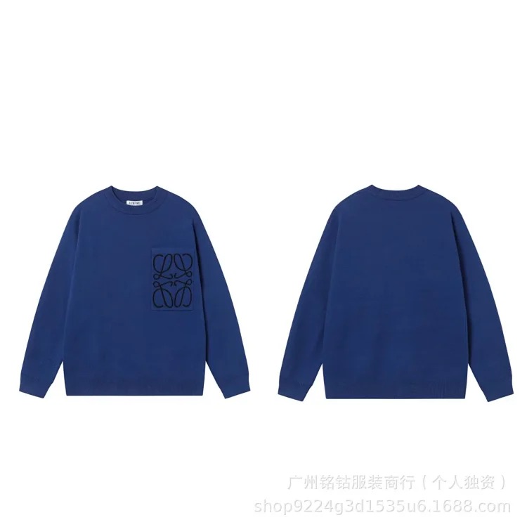 LOW letter jacquard knitted sweater round neck casual versatile style for men and women