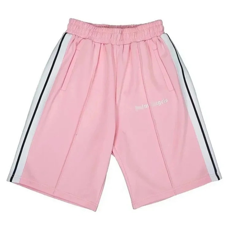 Casual side striped shorts elastic waist men's and women's sports quarter pants