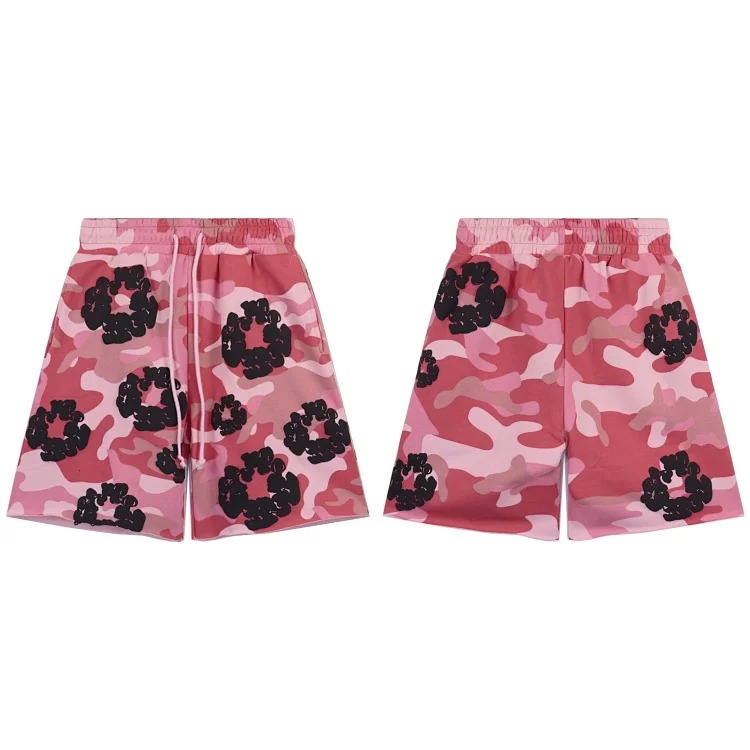 Camouflage foam print casual loose short-sleeved T-shirt shorts