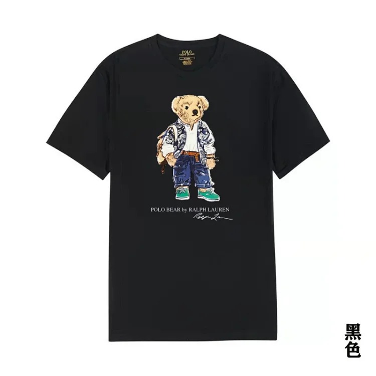POLO bear printed cotton round neck slim T-shirt for men and women