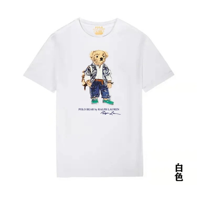 POLO bear printed cotton round neck slim T-shirt for men and women