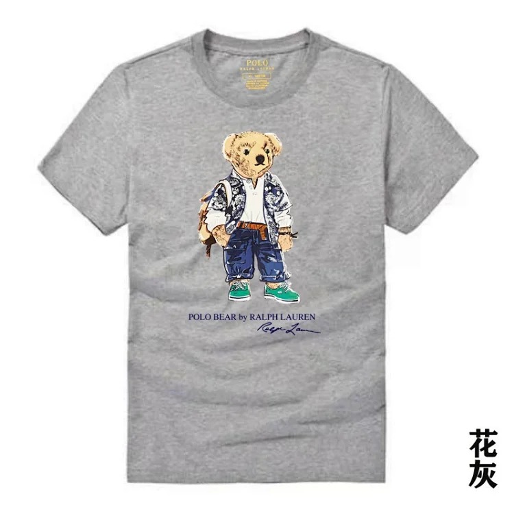 POLO bear printed cotton round neck slim T-shirt for men and women