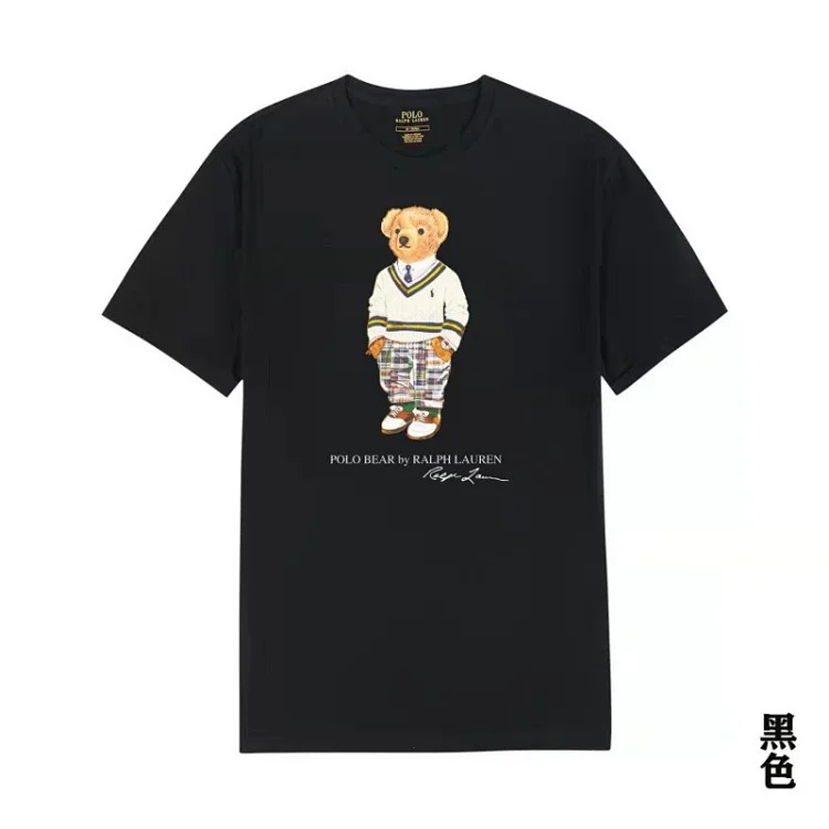 POLO bear printed cotton round neck slim T-shirt for men and women