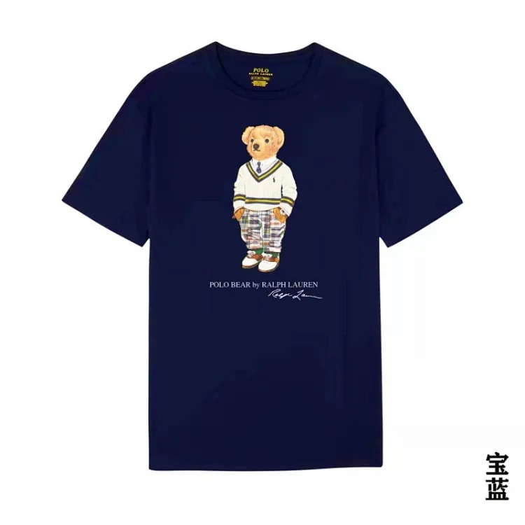 POLO bear printed cotton round neck slim T-shirt for men and women