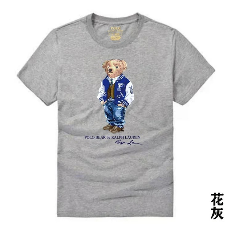 POLO bear printed cotton round neck slim T-shirt for men and women