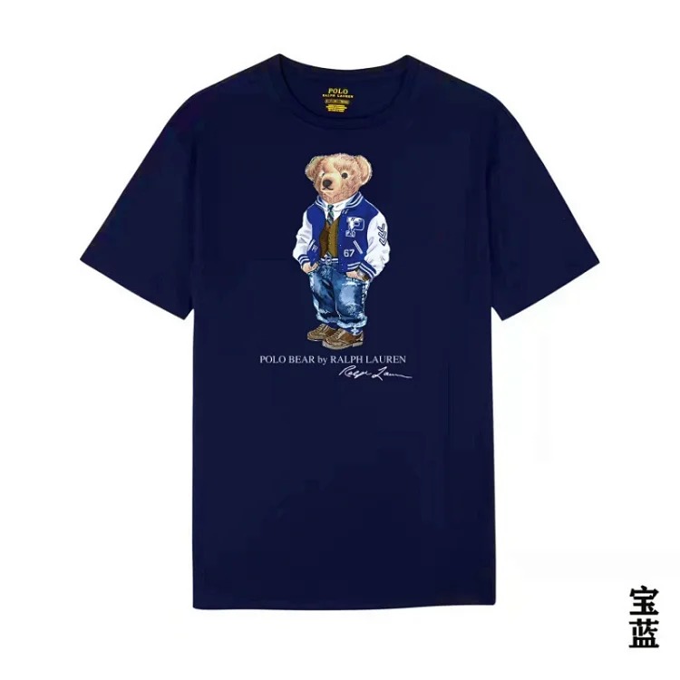 POLO bear printed cotton round neck slim T-shirt for men and women