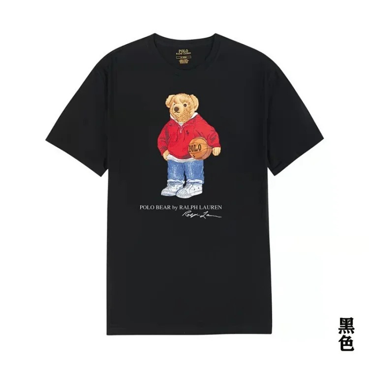 POLO bear printed cotton round neck slim T-shirt for men and women
