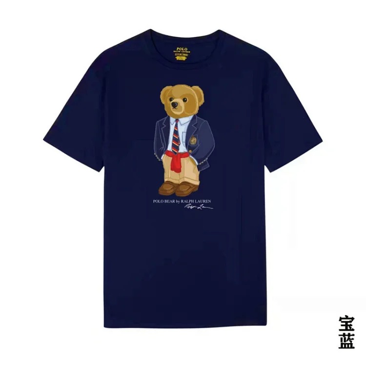 POLO bear printed cotton round neck slim T-shirt for men and women