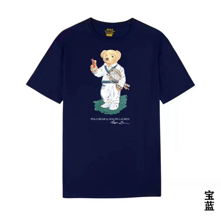 POLO bear printed cotton round neck slim T-shirt for men and women