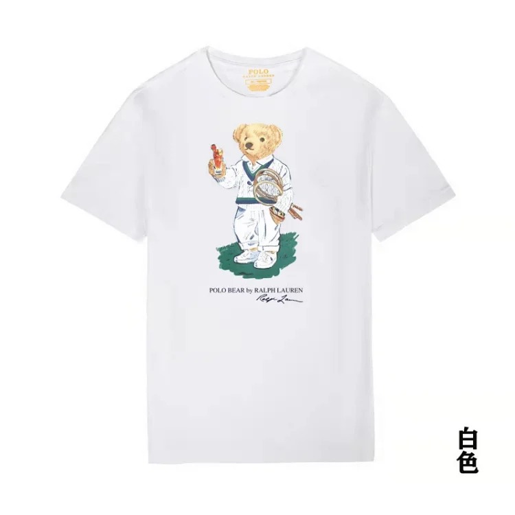 POLO bear printed cotton round neck slim T-shirt for men and women