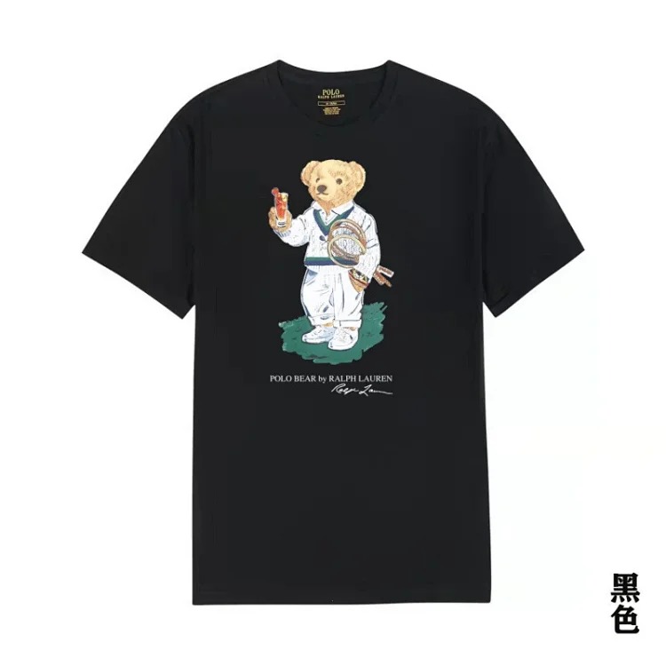 POLO bear printed cotton round neck slim T-shirt for men and women