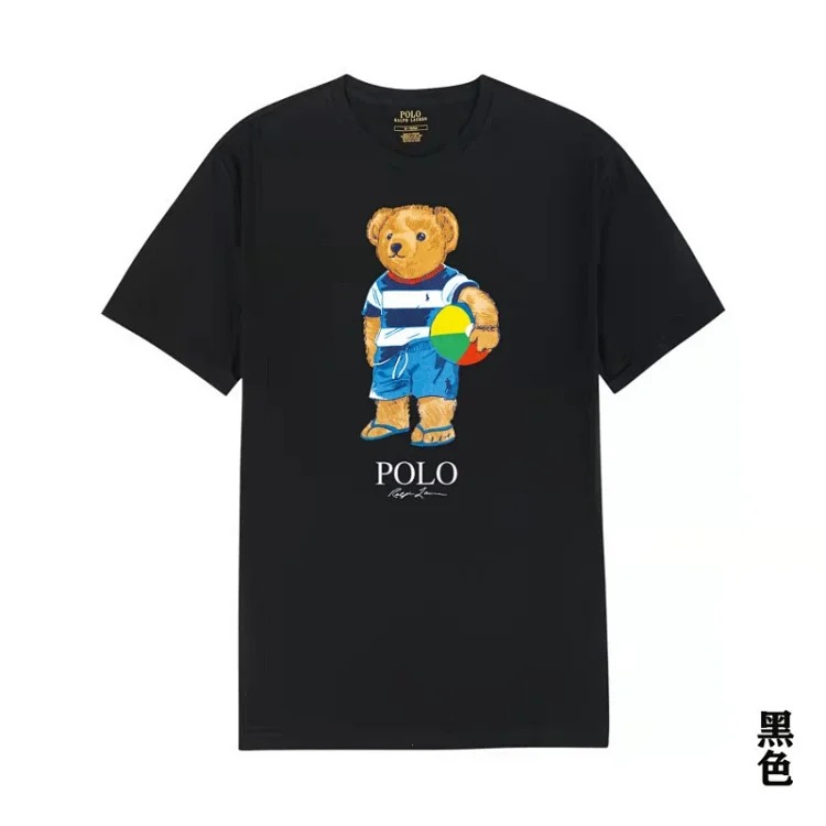 POLO bear printed cotton round neck slim T-shirt for men and women