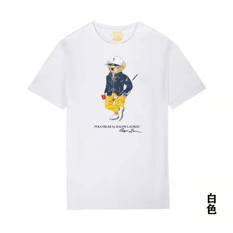 POLO bear printed cotton round neck slim T-shirt for men and women