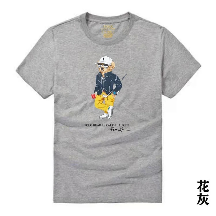 POLO bear printed cotton round neck slim T-shirt for men and women