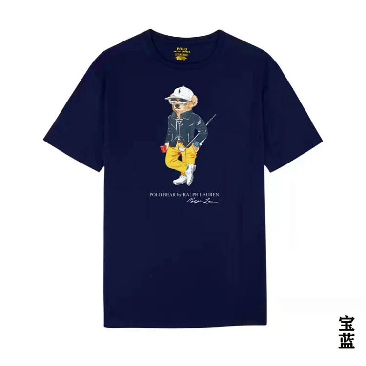 POLO bear printed cotton round neck slim T-shirt for men and women