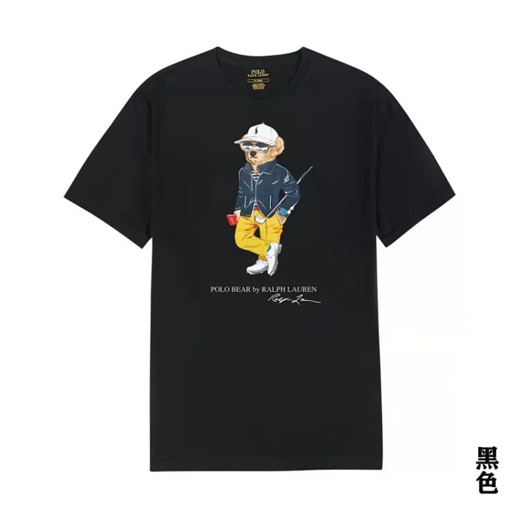 POLO bear printed cotton round neck slim T-shirt for men and women
