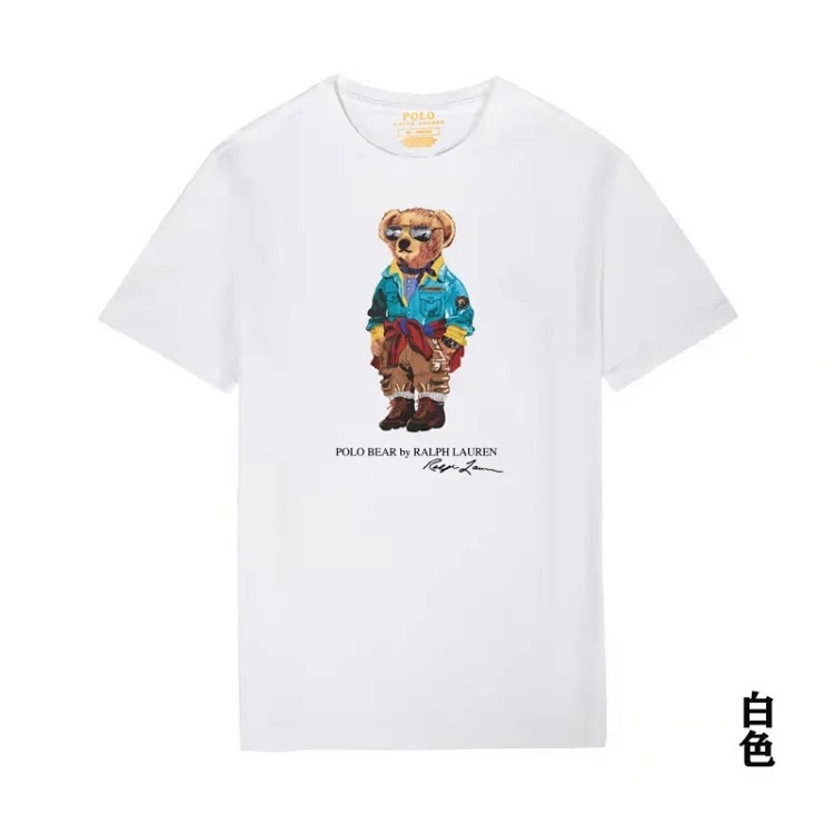 POLO bear printed cotton round neck slim T-shirt for men and women