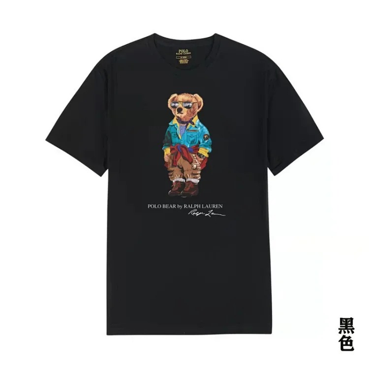 POLO bear printed cotton round neck slim T-shirt for men and women