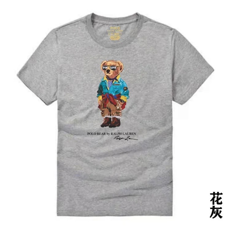 POLO bear printed cotton round neck slim T-shirt for men and women