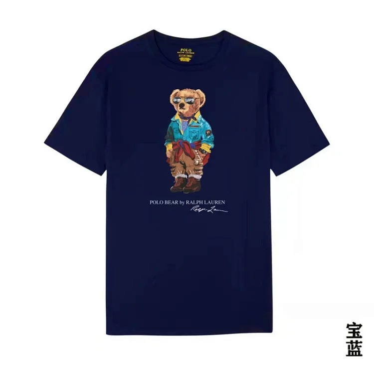 POLO bear printed cotton round neck slim T-shirt for men and women