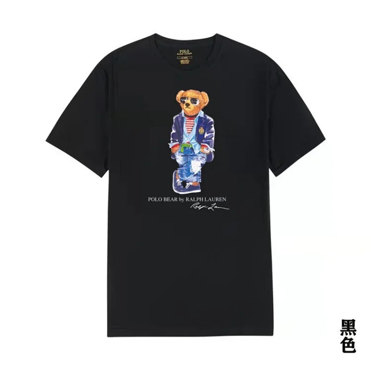 POLO bear printed cotton round neck slim T-shirt for men and women