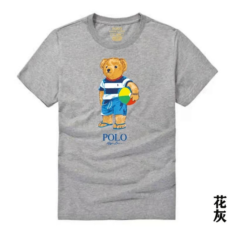 POLO bear printed cotton round neck slim T-shirt for men and women