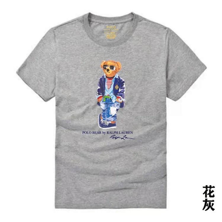 POLO bear printed cotton round neck slim T-shirt for men and women