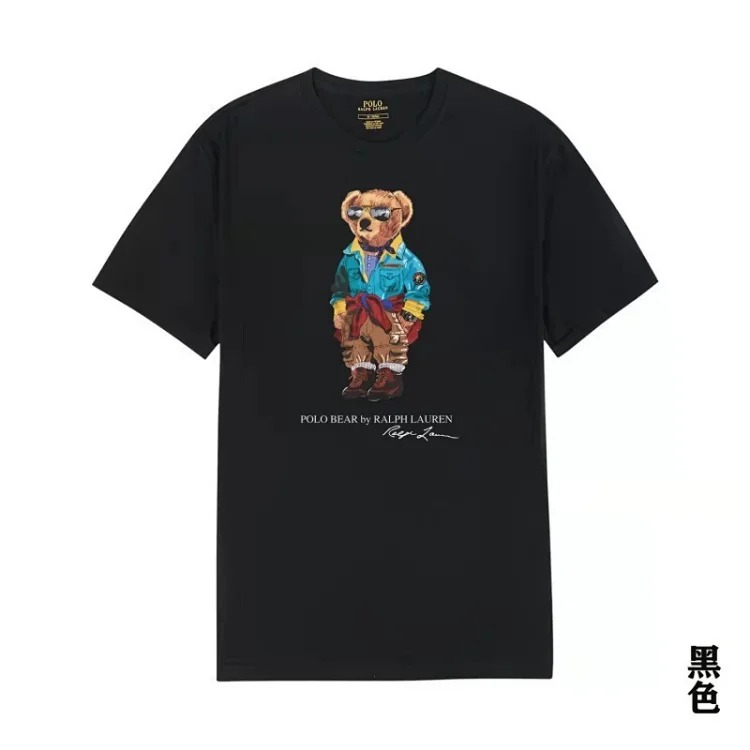 POLO bear printed cotton round neck slim T-shirt for men and women