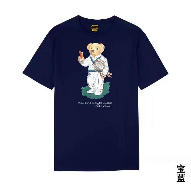POLO bear printed cotton round neck slim T-shirt for men and women