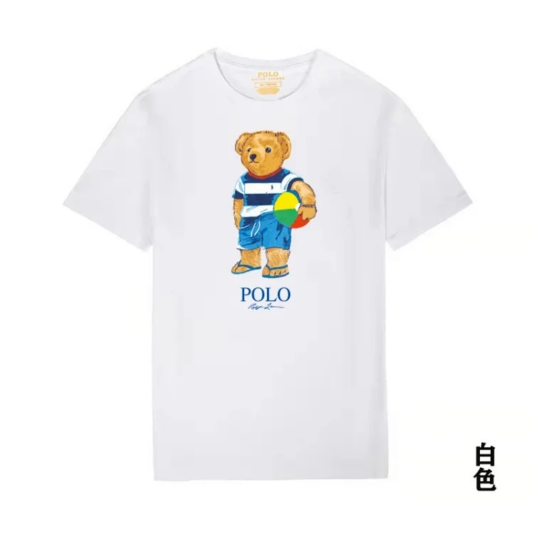 POLO bear printed cotton round neck slim T-shirt for men and women