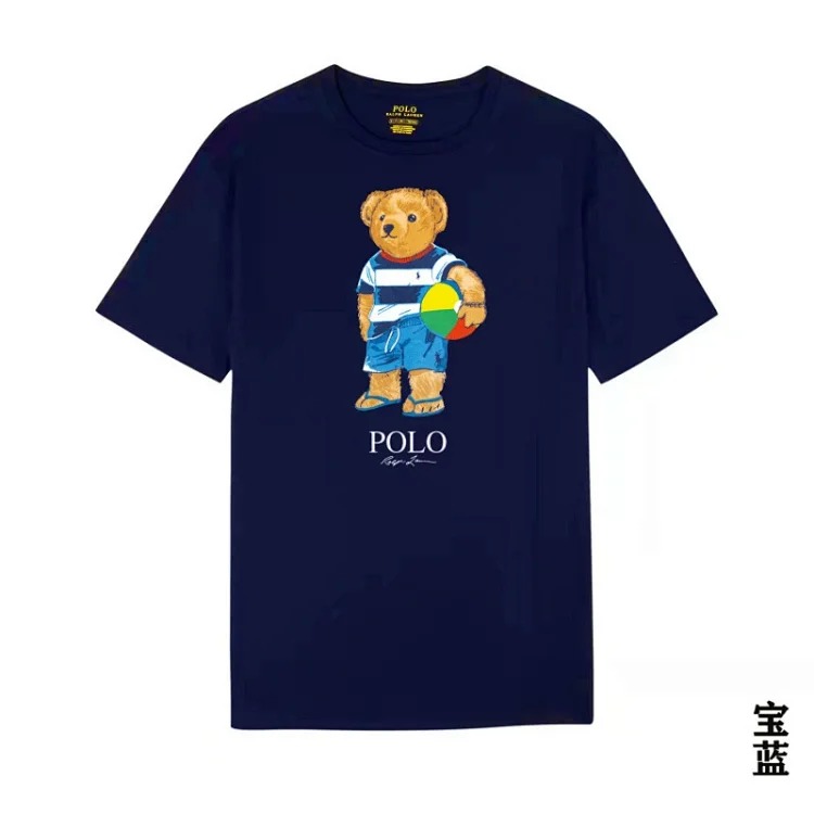 POLO bear printed cotton round neck slim T-shirt for men and women