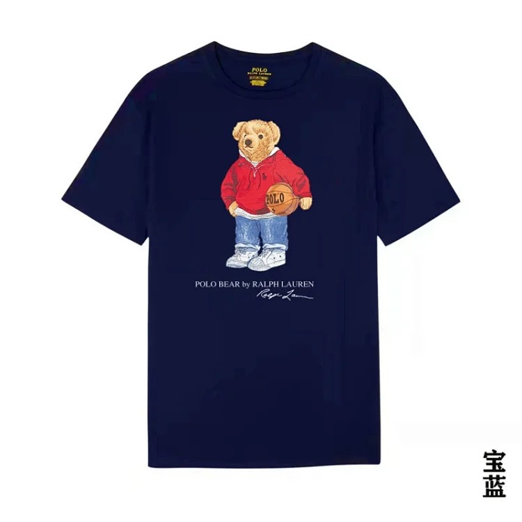 POLO bear printed cotton round neck slim T-shirt for men and women