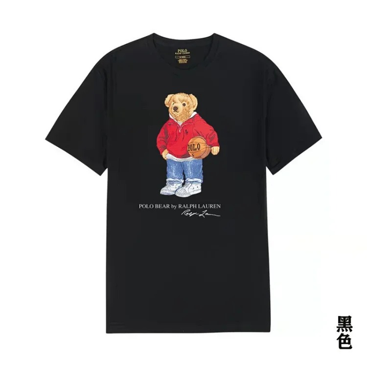 POLO bear printed cotton round neck slim T-shirt for men and women