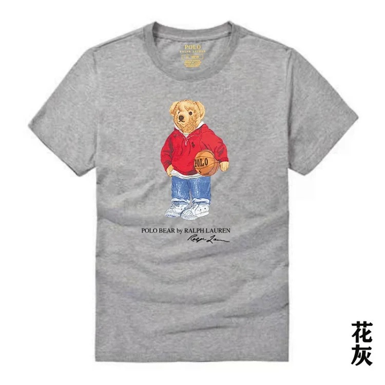 POLO bear printed cotton round neck slim T-shirt for men and women