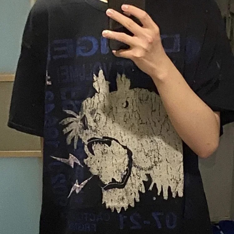 2024 heavyweight Travis Scott Cactus Jack tiger head letter print short-sleeved T-shirt tee for men and women