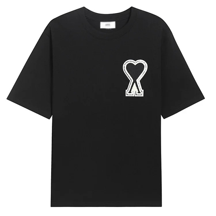 Summer short-sleeved T-shirt embroidered small love pure cotton loose