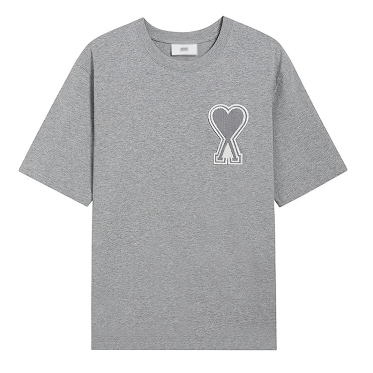 Summer short-sleeved T-shirt embroidered small love pure cotton loose