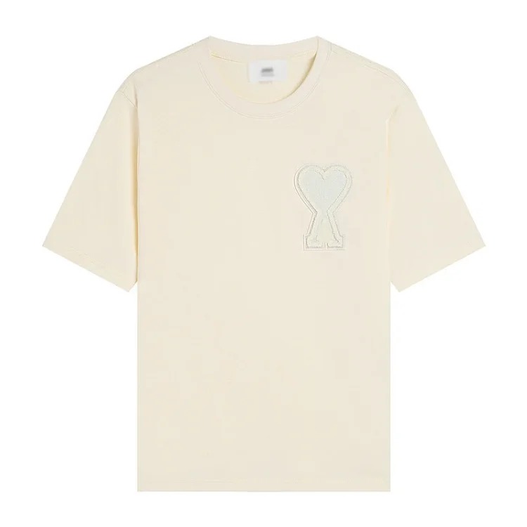 Summer short-sleeved T-shirt embroidered small love pure cotton loose