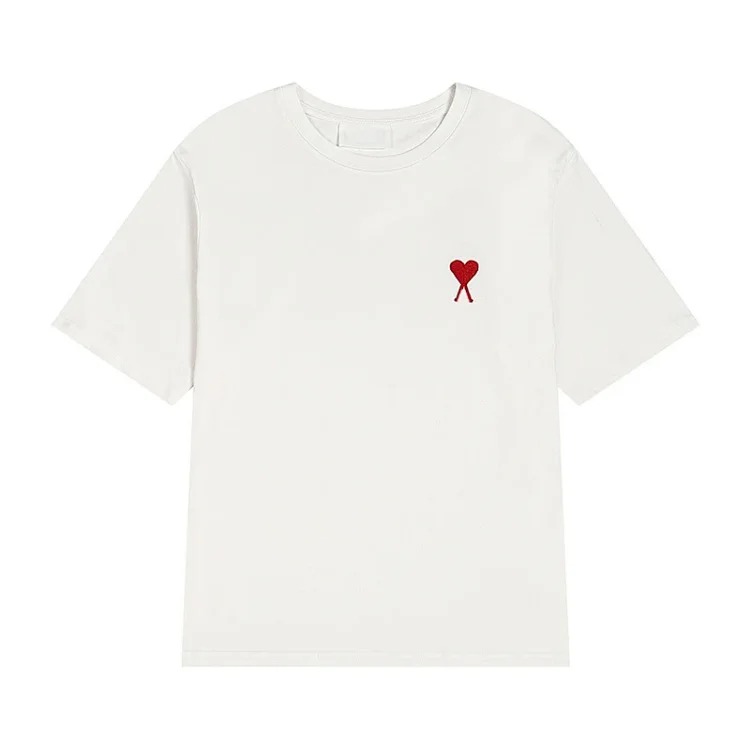 Summer short-sleeved T-shirt embroidered small love pure cotton loose