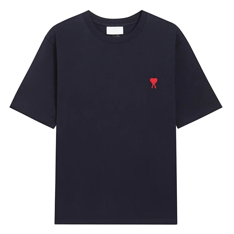 Summer short-sleeved T-shirt embroidered small love pure cotton loose