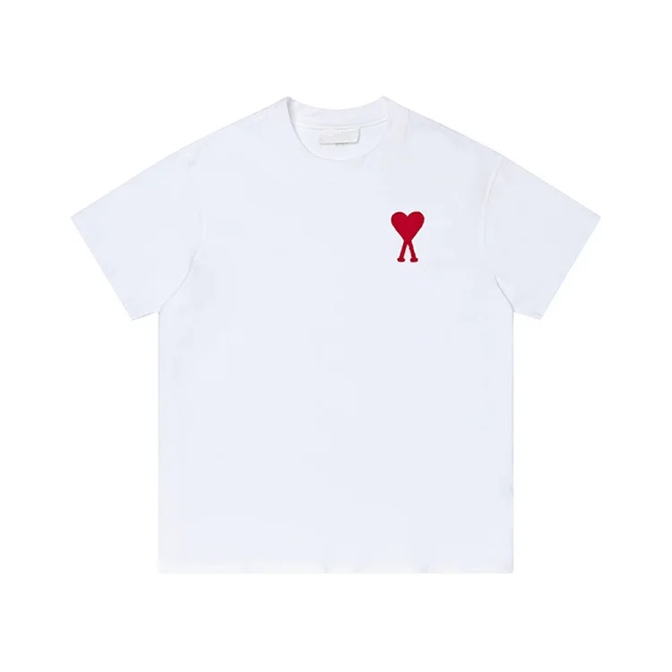 Summer short-sleeved T-shirt embroidered small love pure cotton loose