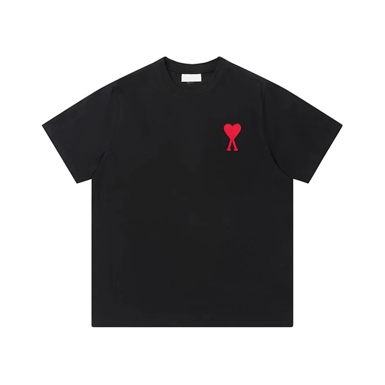 Summer short-sleeved T-shirt embroidered small love pure cotton loose