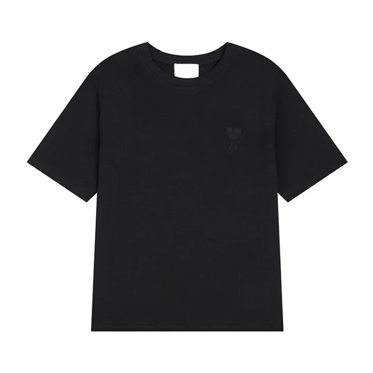 Summer short-sleeved T-shirt embroidered small love pure cotton loose