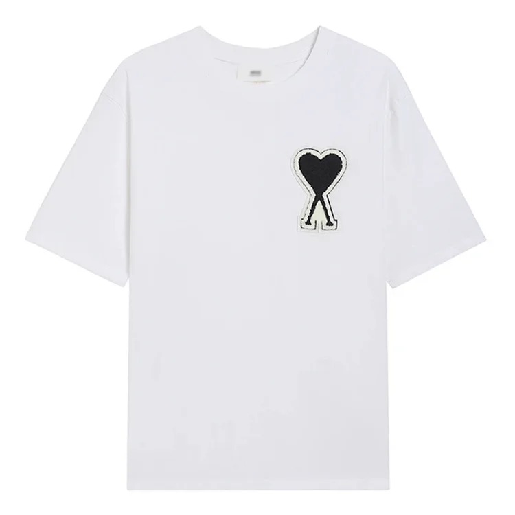 Summer short-sleeved T-shirt embroidered small love pure cotton loose