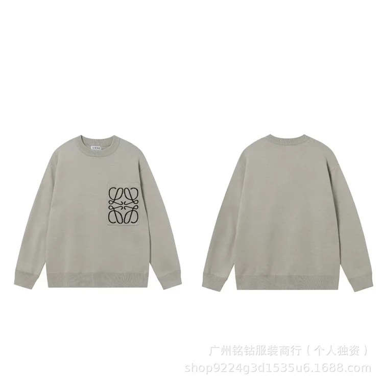 LOW letter jacquard knitted sweater round neck casual versatile style for men and women image 7