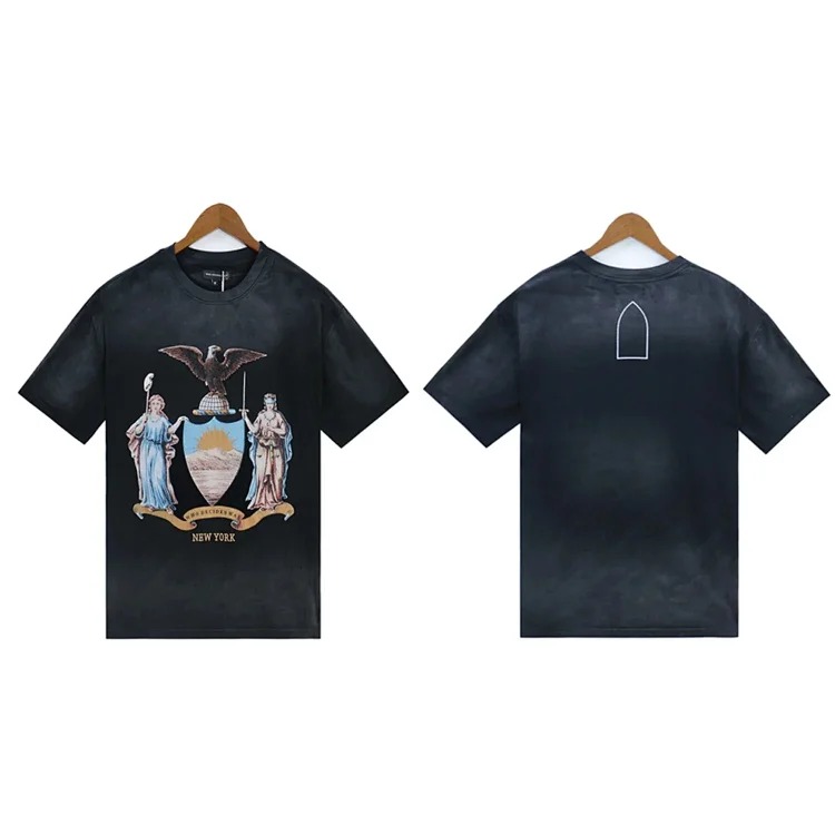 Washed printed loose men's short-sleeved t-shirt American top