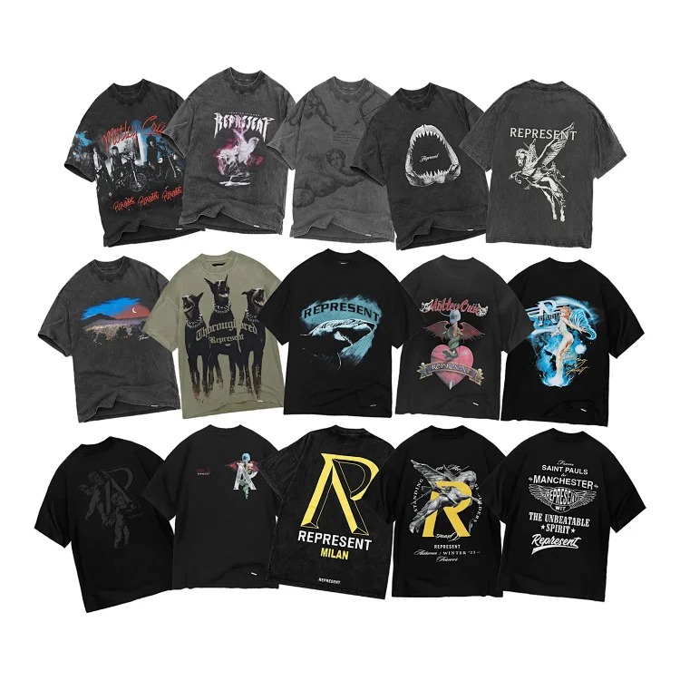 Washed distressed short-sleeved collection Doberman vintage retro heavyweight T-shirt