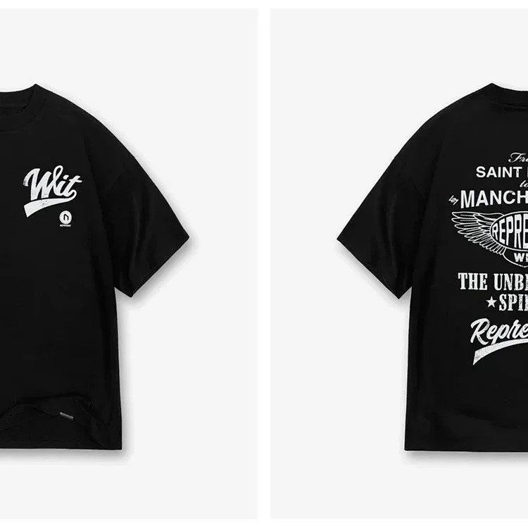 Washed distressed short-sleeved collection Doberman vintage retro heavyweight T-shirt