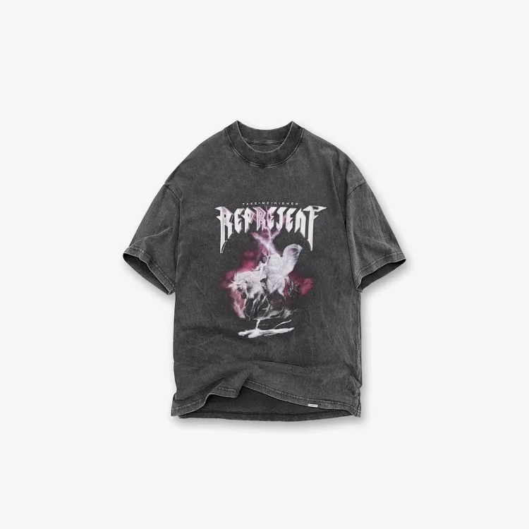 Washed distressed short-sleeved collection Doberman vintage retro heavyweight T-shirt